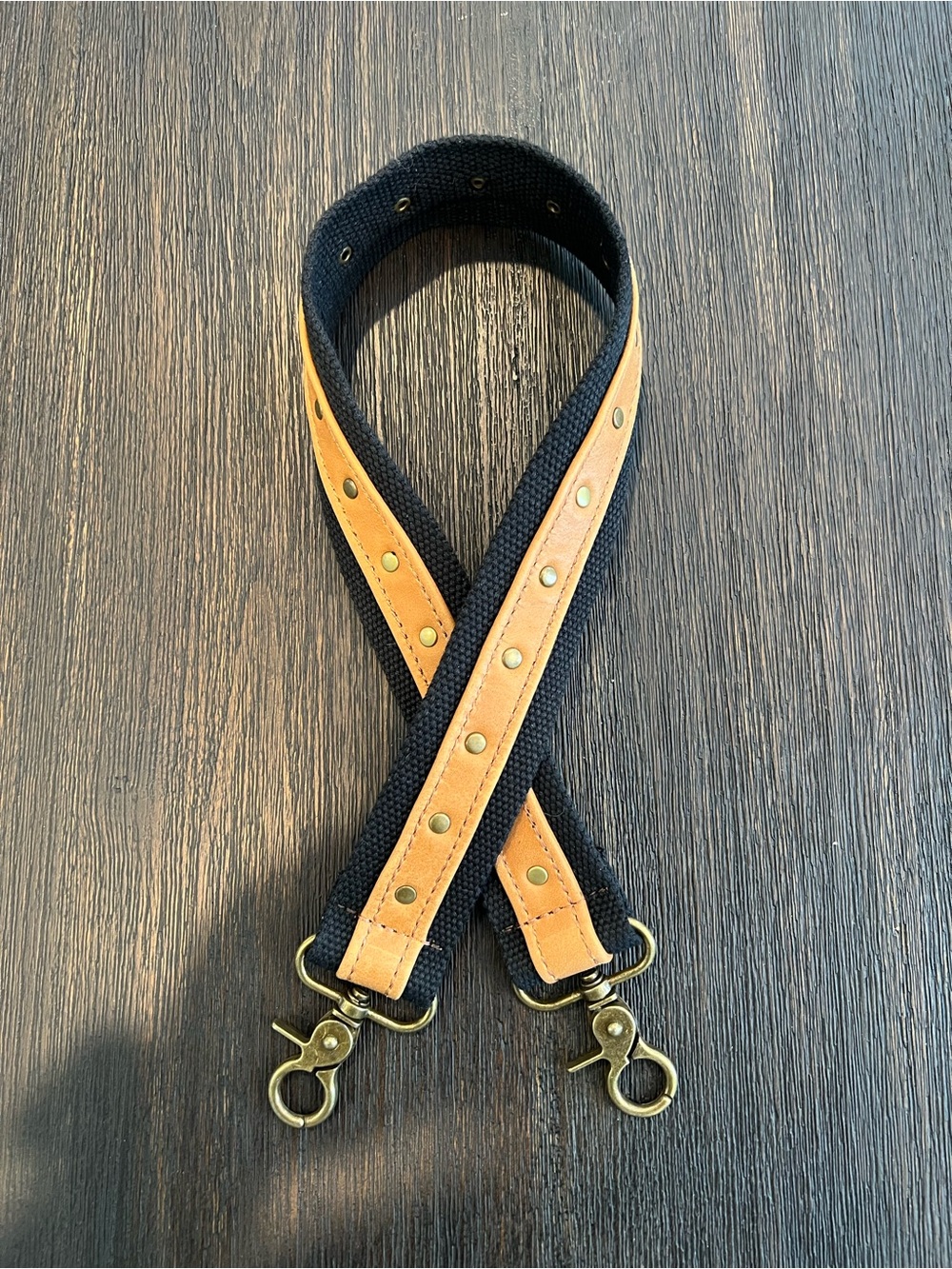 KG Leather and Canvas Studded Shoulder Strap
